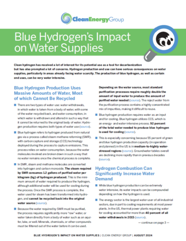 Blue hydrogen fact sheet cover