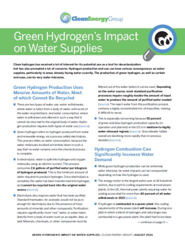 Green hydrogen fact sheet cover