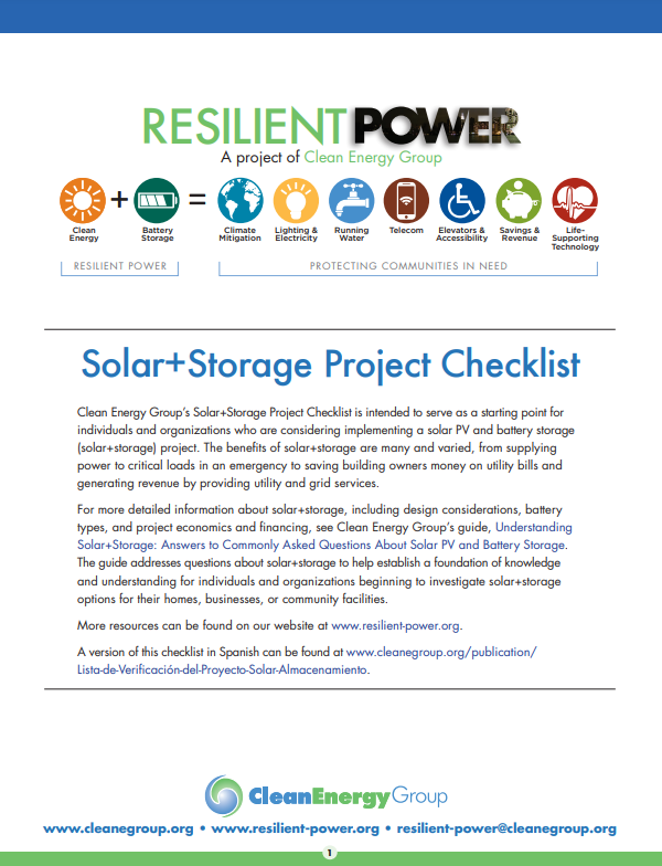 solar storage checklist